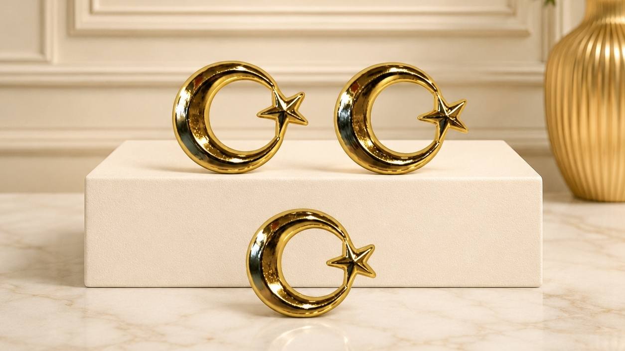 Altın ayyıldız rozet modeli - toptan ayyıldız rozet