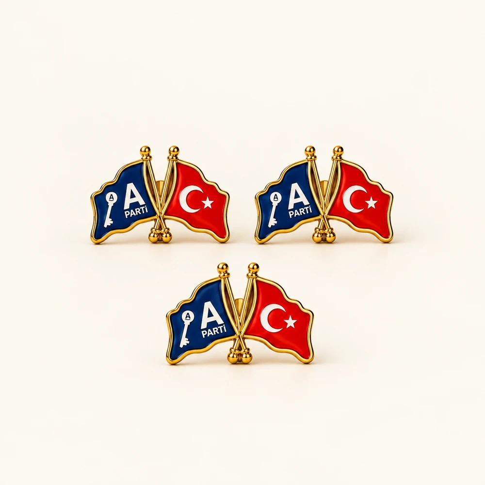 Anahtar Parti Türk Bayraklı Rozet — toptan adet satışı