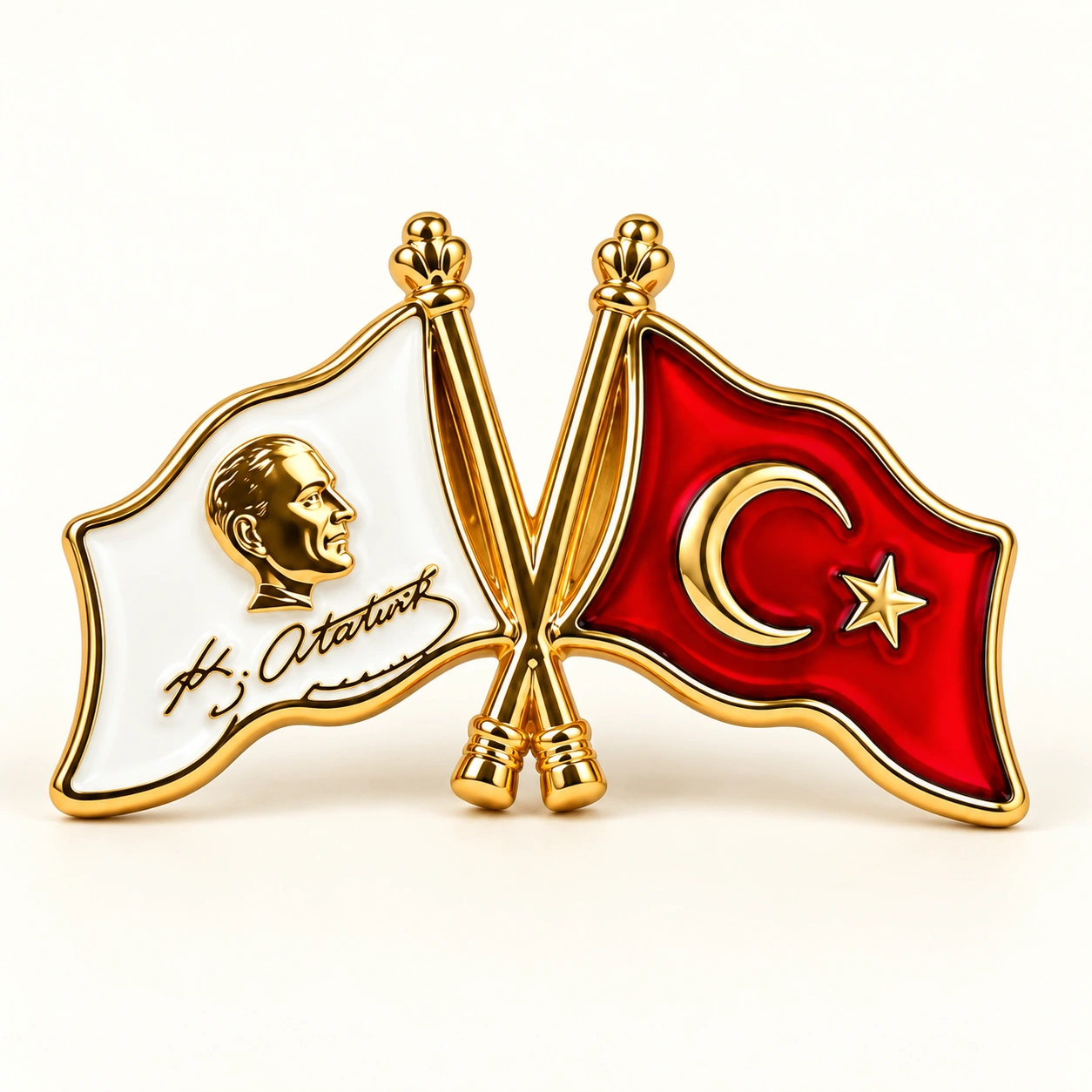 Atatürk ve Türk Bayrağı Rozeti — toptan adet satışı