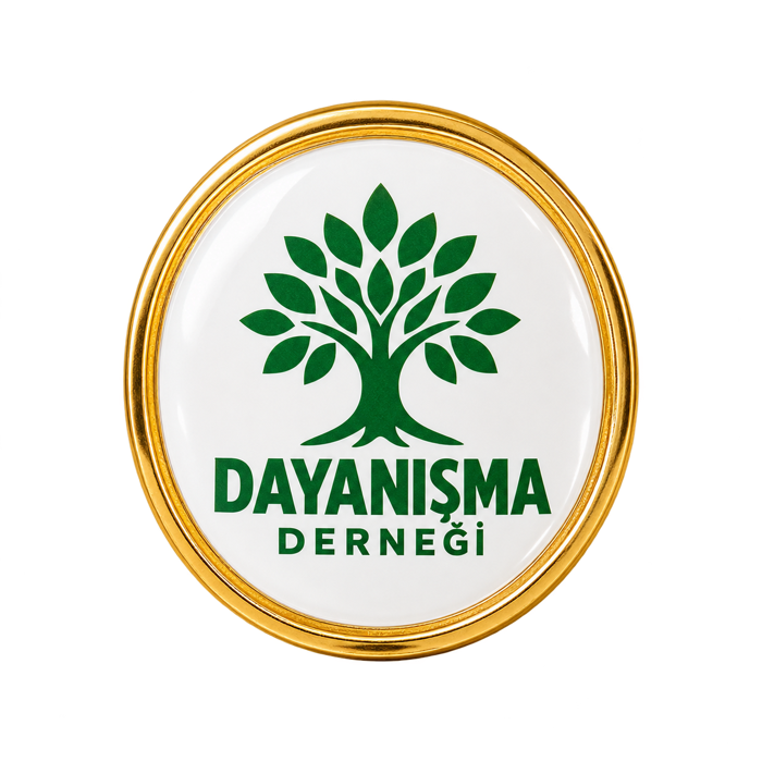 Dernek için tek oval damla etiketli rozet tasarım örneği