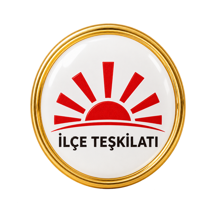 Siyasi parti için tek oval damla etiketli rozet tasarım örneği