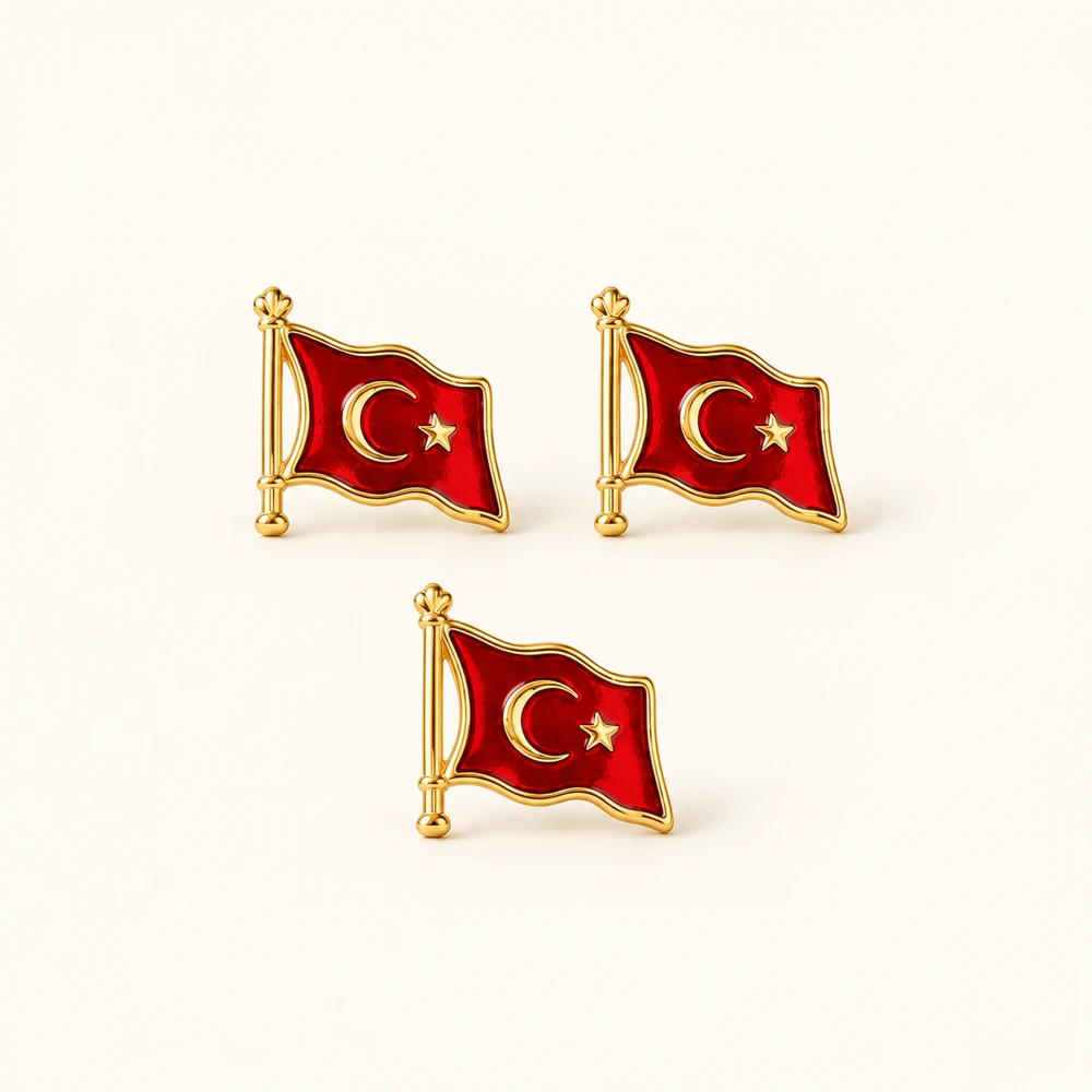 Direkli Türk Bayrağı Rozeti — toptan adet satışı