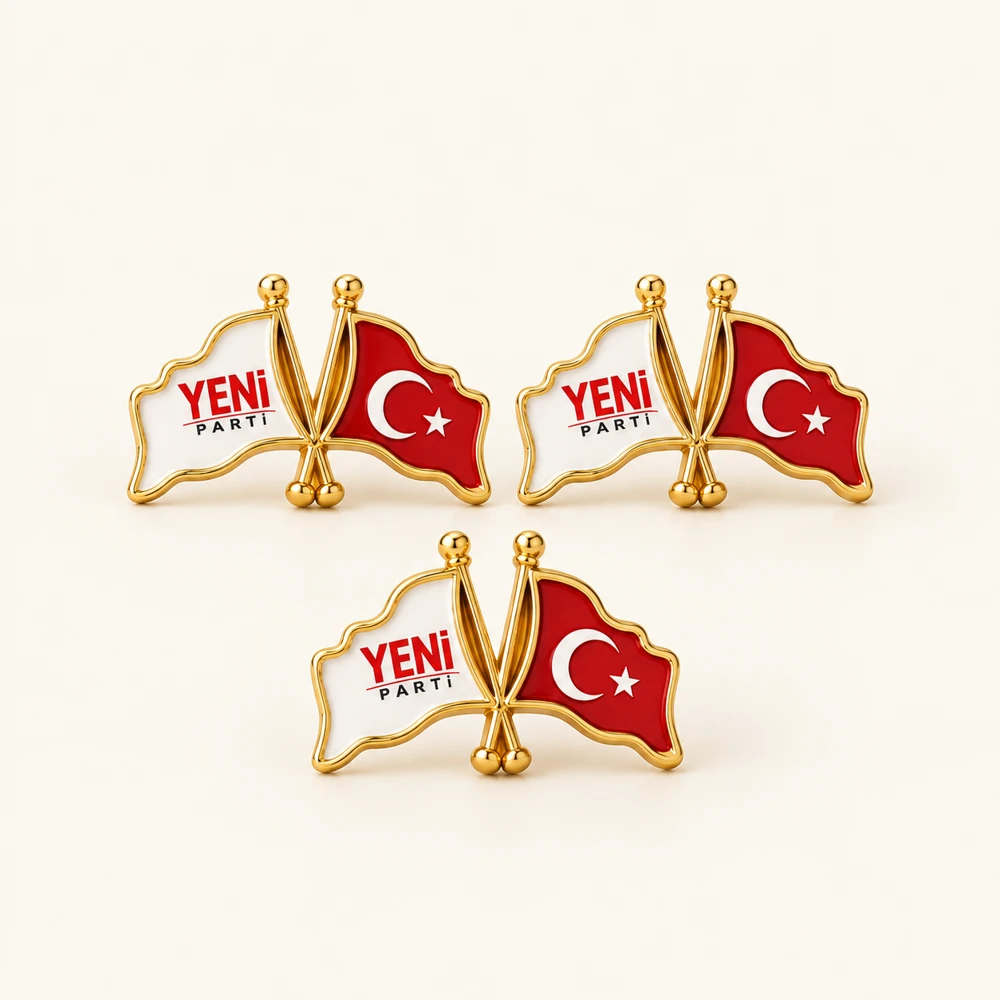 Yeni Parti Türk Bayraklı Rozet — toptan adet satışı
