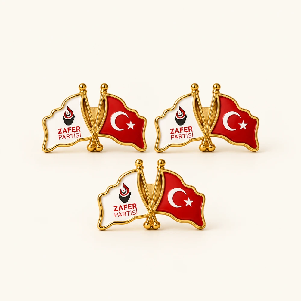 Zafer Partisi Türk Bayraklı Rozet — toptan adet satışı